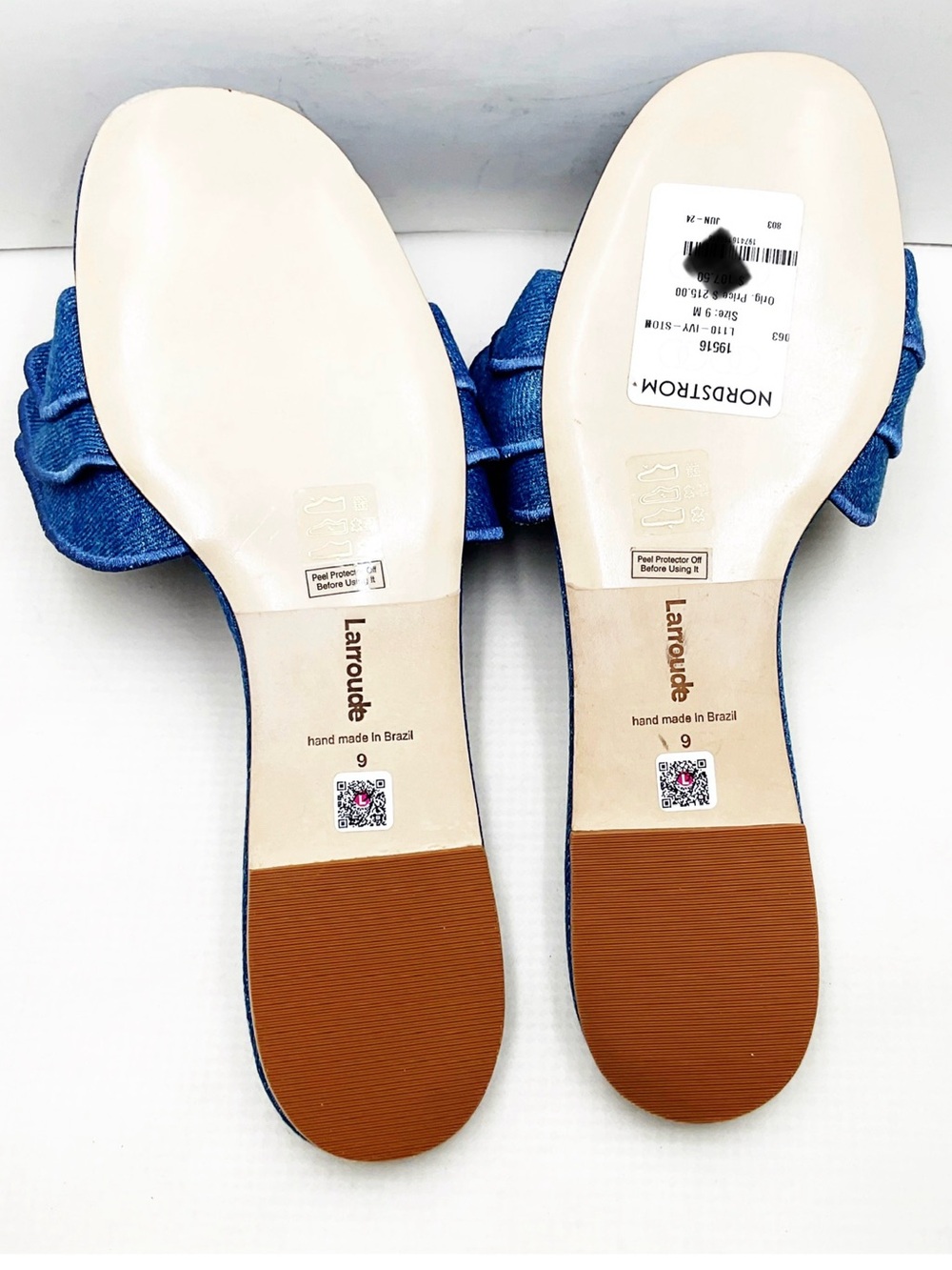 🆕{Larroude} Ivy Denim Ruffle Slide Sandals - Picture 11 of 15